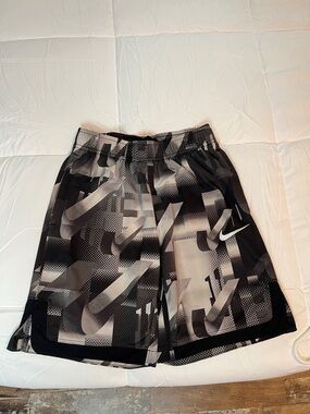 Nike Black & Gray Graphic Kids Athletic Shorts